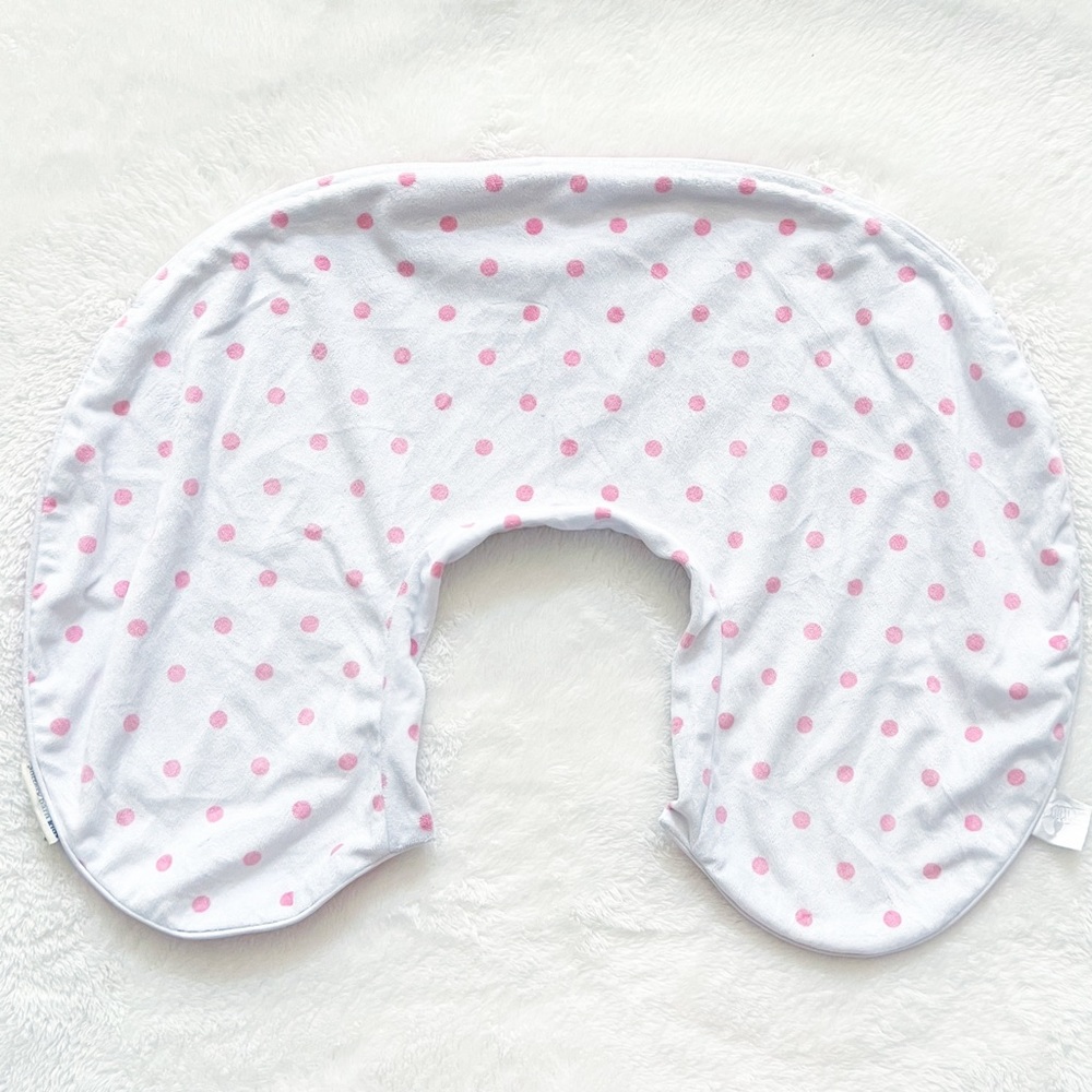 Pottery Barn Kids White Nursing Pillow Cover with Pink Polka Dots